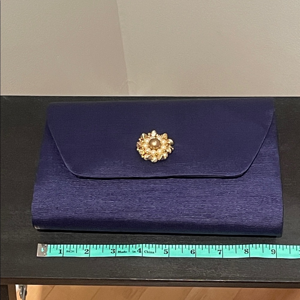 Chic Deep Purple Clutch with Gold Embellishment - Picture 3 of 4